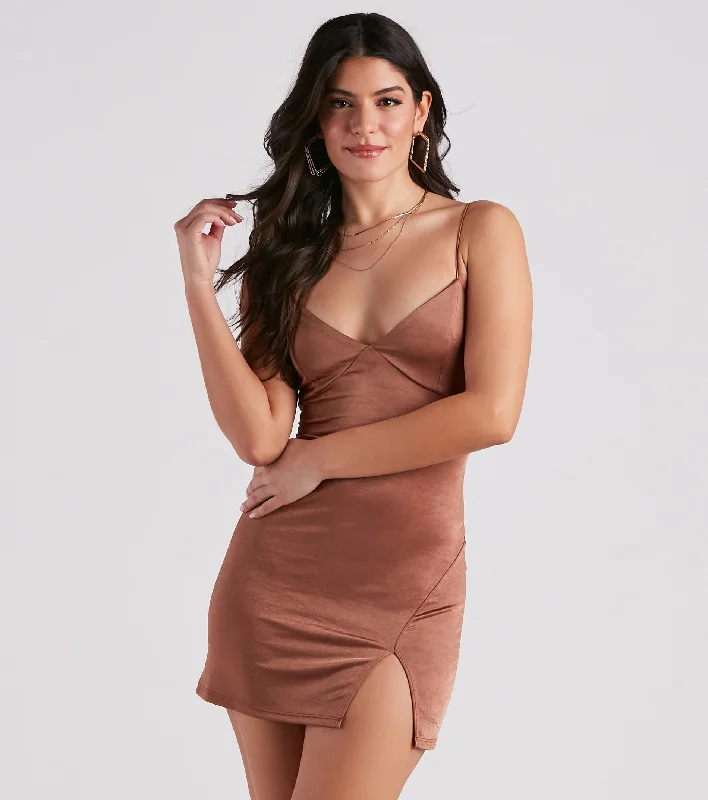 Simple Chic Style Satin Mini Dress