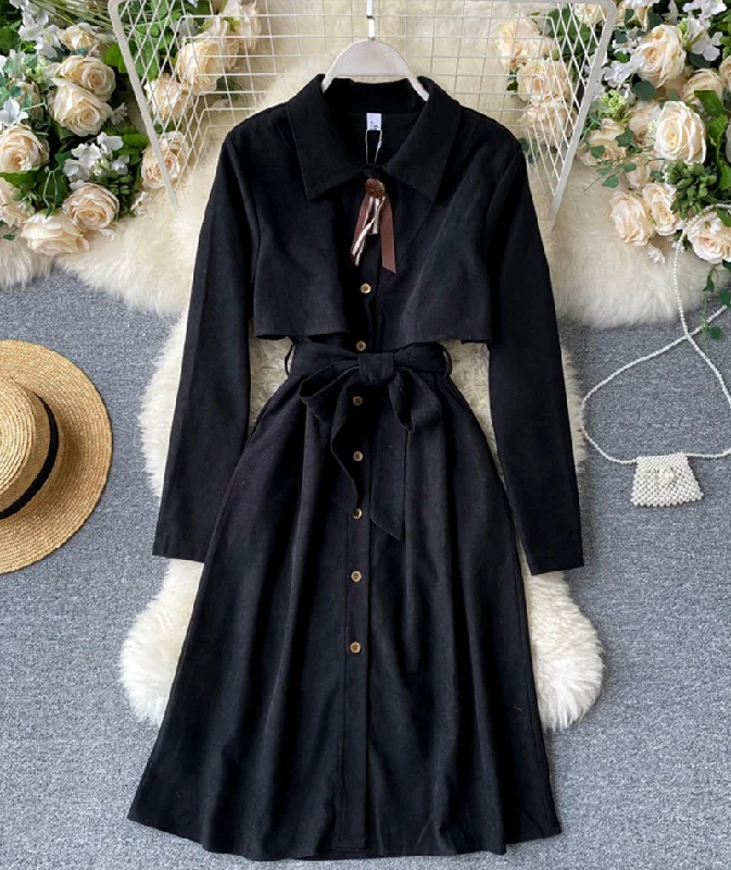 Cute A line long sleeve dress  1002